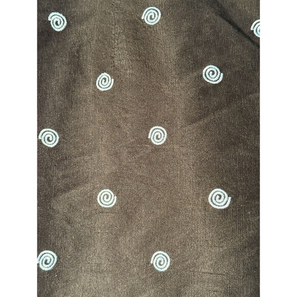 Debra Deroo Size Small Capri Pants Black With Blue Embroidered Swirls Silk - Picture 4 of 6